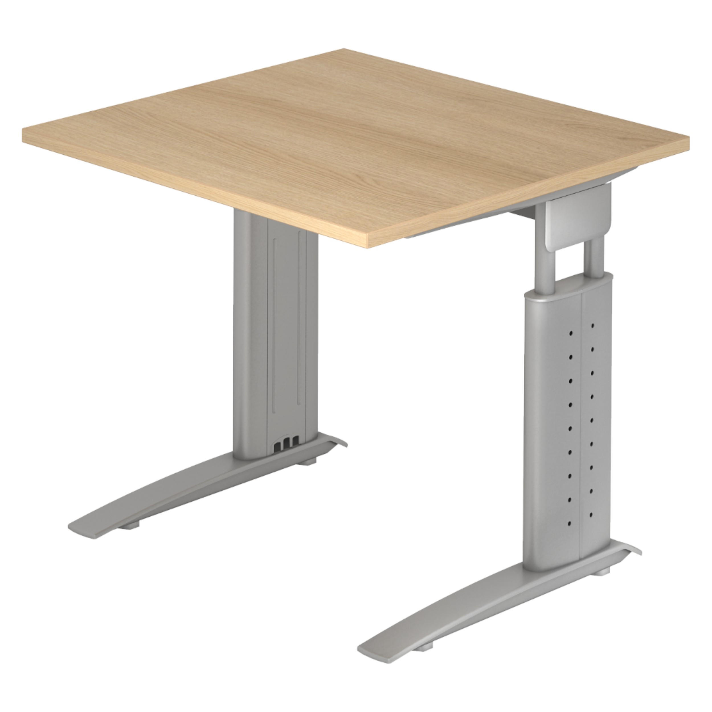 SCHREIBTISCH Serie-U 80/80/74 cm in Eichefarben/Silberfarbengrau - Eichefarben/Silberfarben, Holzwerkstoff (80/80/74cm) - bümö