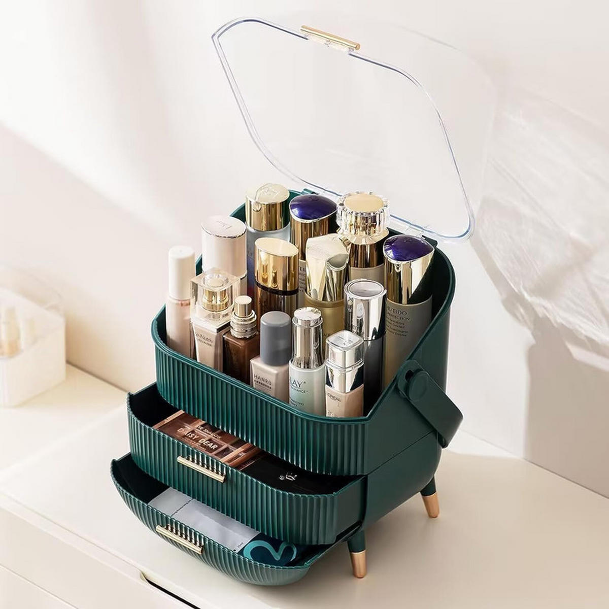 KOSMETIKORGANIZER Carroll Ⅲ 26/16/38 cm - Dunkelgrün, Kunststoff (16/38/26cm) - Nettlife