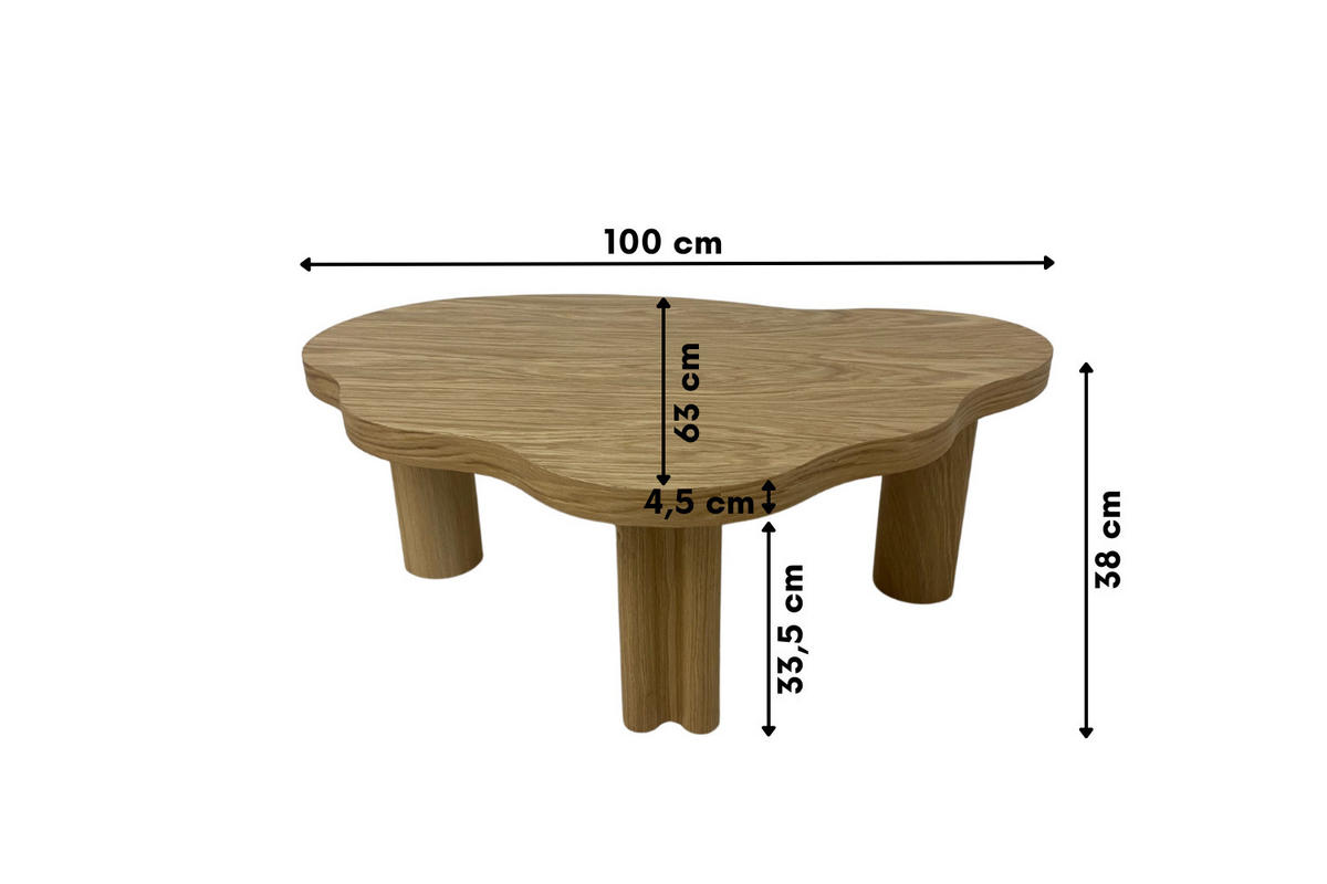 COUCHTISCH ORGANICA natürliche Qualität, solide und modern Eiche - Eichefarben, Eichenholz/Holz (63/100/38cm) - Kaiser Möbel