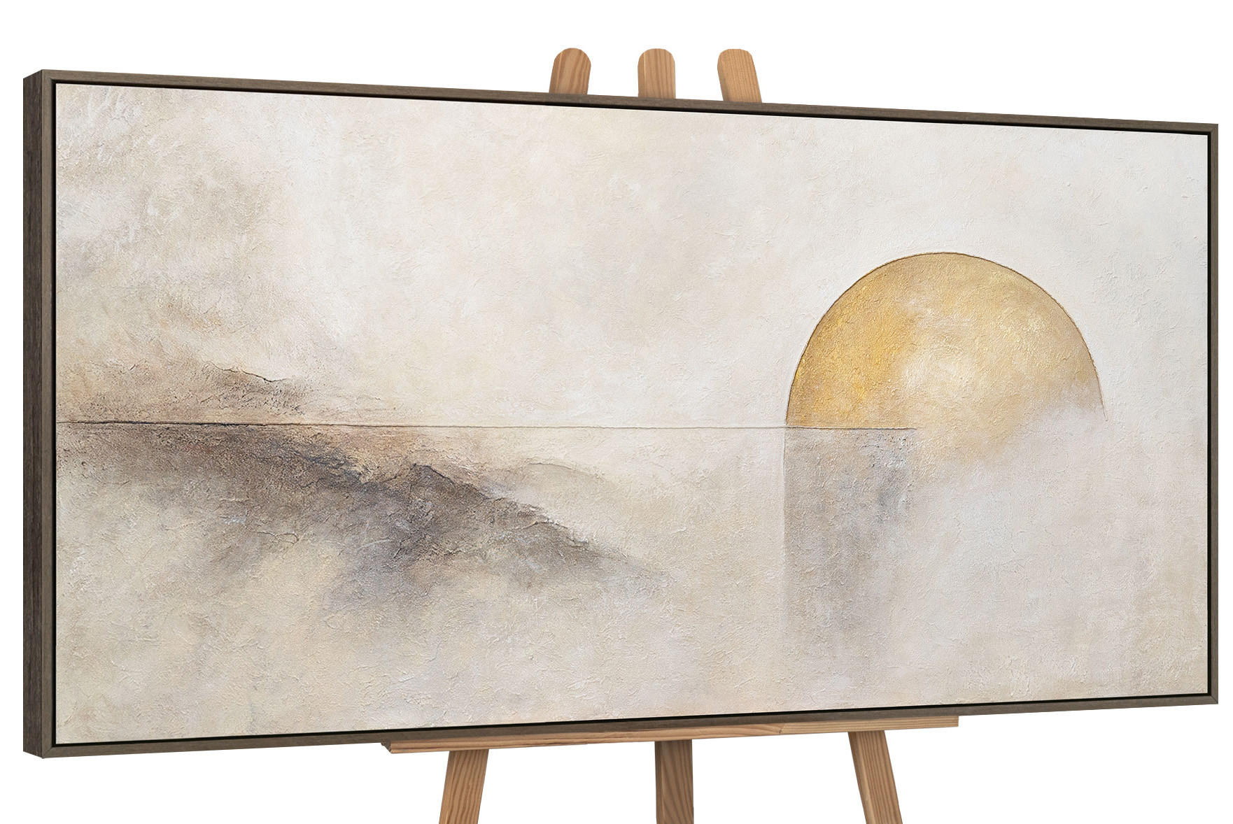 GEMÄLDE Horizontlinie Schattenfugenrahmen Grau 120x60 cm - Grau, Holz (120/60cm) - YS-art gallery