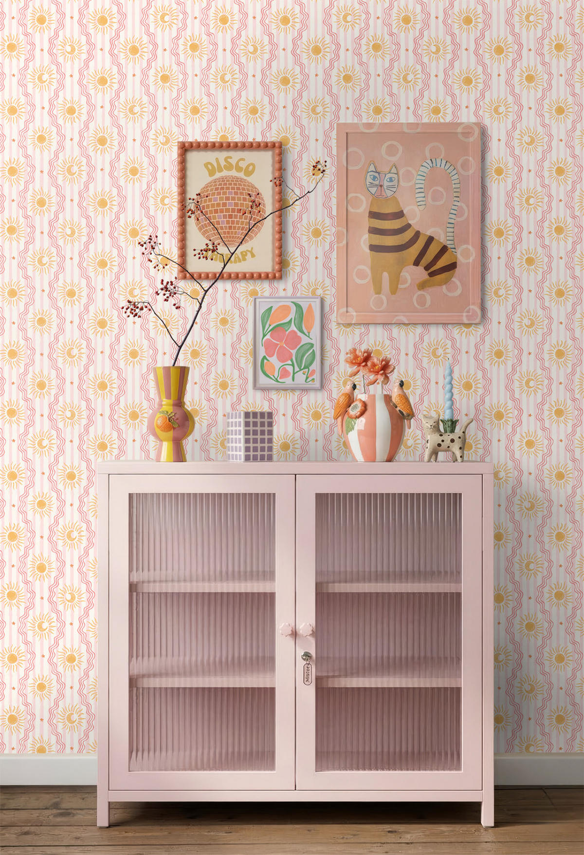 TAPETE Retro-Ornamente 50 x 900 cm - Pink, Papier (50/0.1cm) - ESTAhome