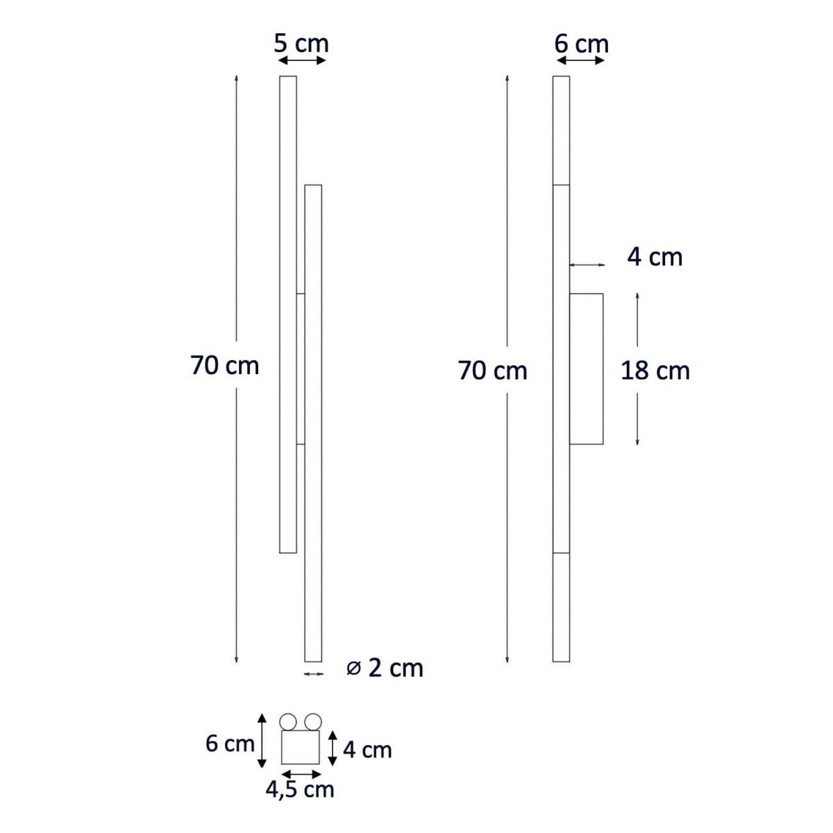 WANDLEUCHTE Gali, Messing, 70cm - Goldfarben, Metall (5/70/6cm) - KOSILUM