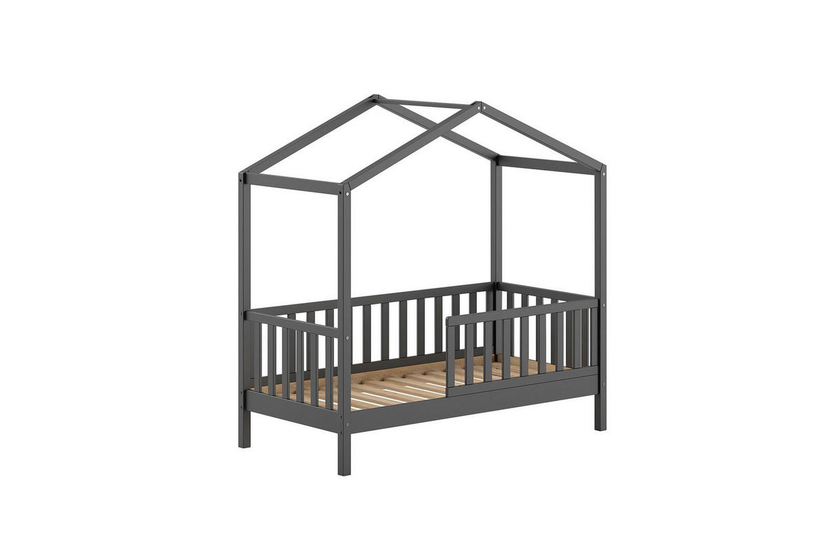 JUNIORBETT Karie 148x151x76 aus Massivholz in Anthrazit - Grau, Holz (70/140cm) - 58aufmkessel