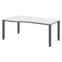 SCHREIBTISCH Serie-Q Gestell: Graphit 100/180/74 cm in Weiß - Weiß, Holzwerkstoff (100/180/74cm) - bümö