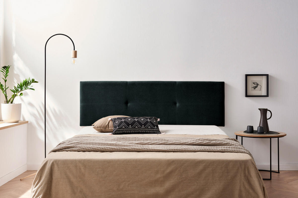 Kopfteil gepolstert ALMA Aqualine 115x50x5 cm - Schwarz - Moonia - Schwarz, Holz (115/5/50cm)