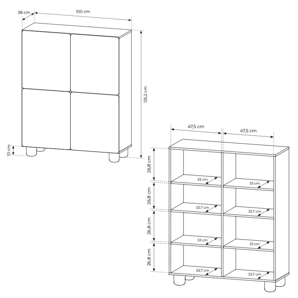 KOMMODE: Vicenza-Eiche, 100 x 125,2 x 38 cm - Eichefarben, Holzwerkstoff (100/125.2/38cm) - 3XE LIVING