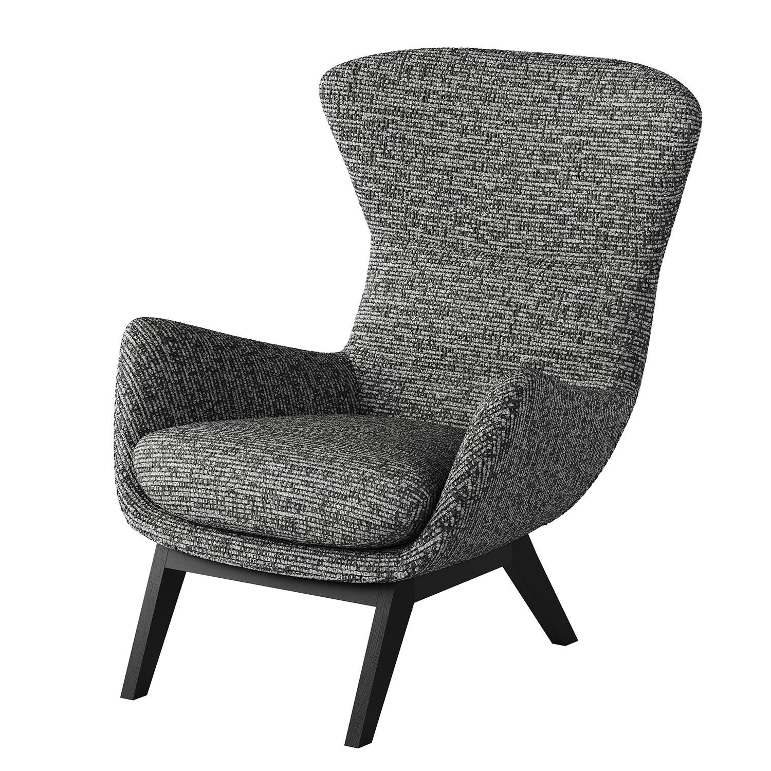 SESSEL mit Holzfüßen - Schwarz/Grau, Birkenholz/Textil (84/99/96cm) - home24