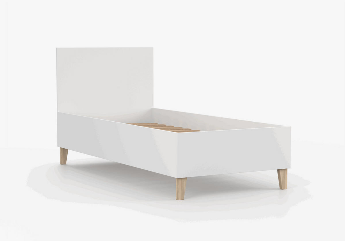 JUGENDZIMMER Svala 4 teilig in Weiß, Skandinavischer Stil, großer Kleiderschrank, Schreibtisch, Kommode 02, Jugendbett - Weiß, Holzwerkstoff (80/200/120cm)