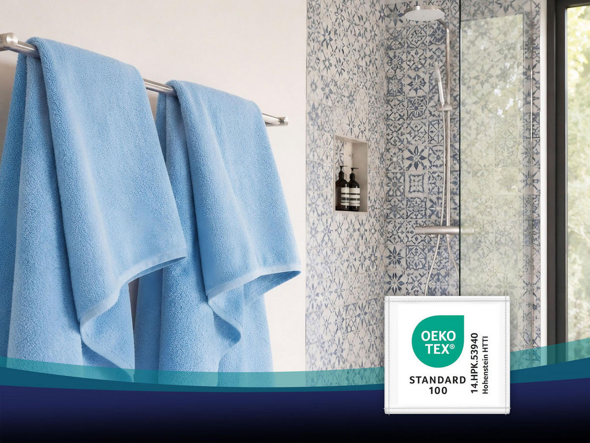 DUSCHTÜCHER, 5er-Set, 70x140 cm, 100% Baumwolle, Blau - Hellblau, Textil (70/140cm) - Zollner