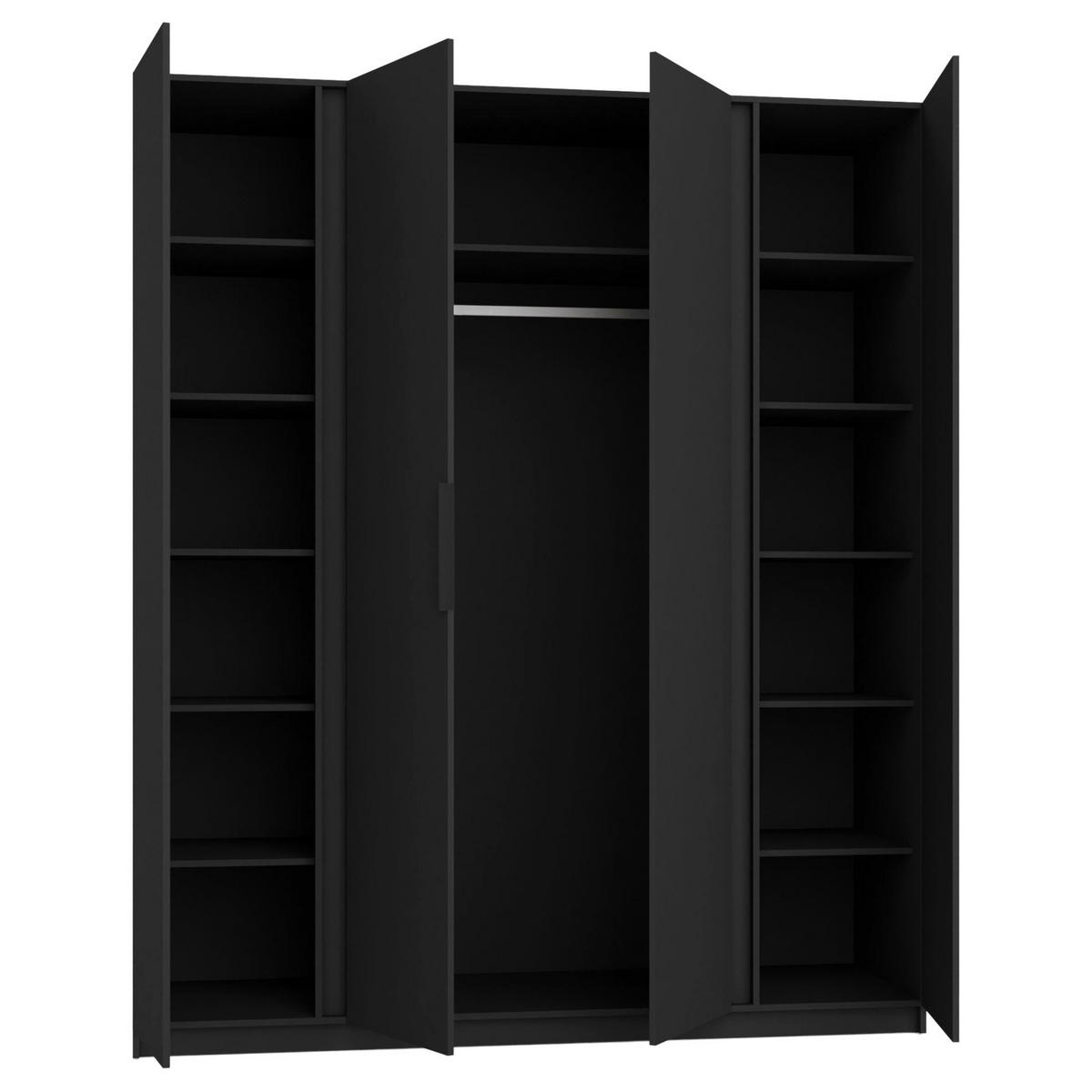 KLEIDERSCHRANK Kaja Schwarz 200 cm - Schwarz, Holzwerkstoff/Metall (200/239/61.9cm) - Selsey