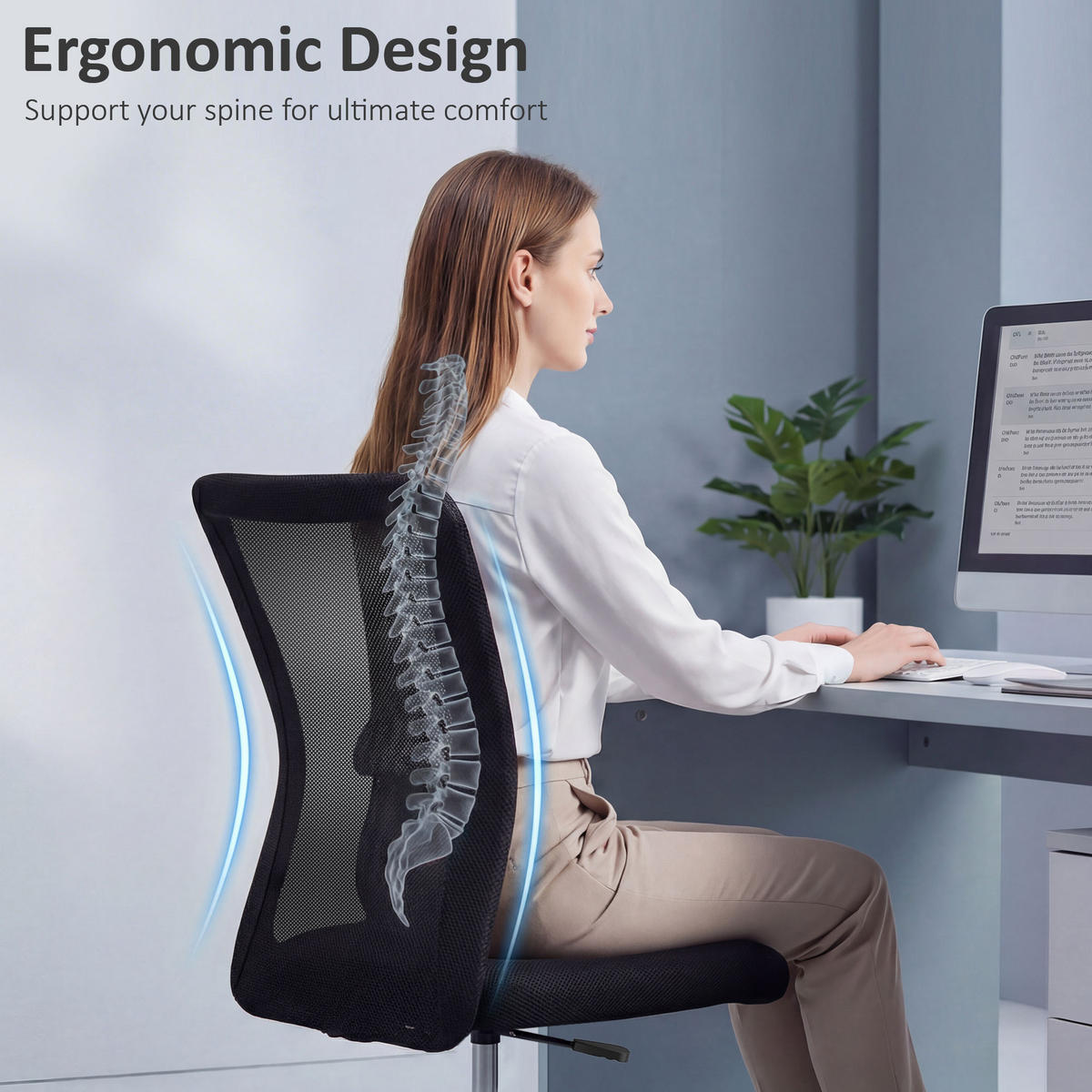 BÜROSTUHL, Ergonomisch, Schwarz - Schwarz, Metall (58/100/43cm) - Vinsetto