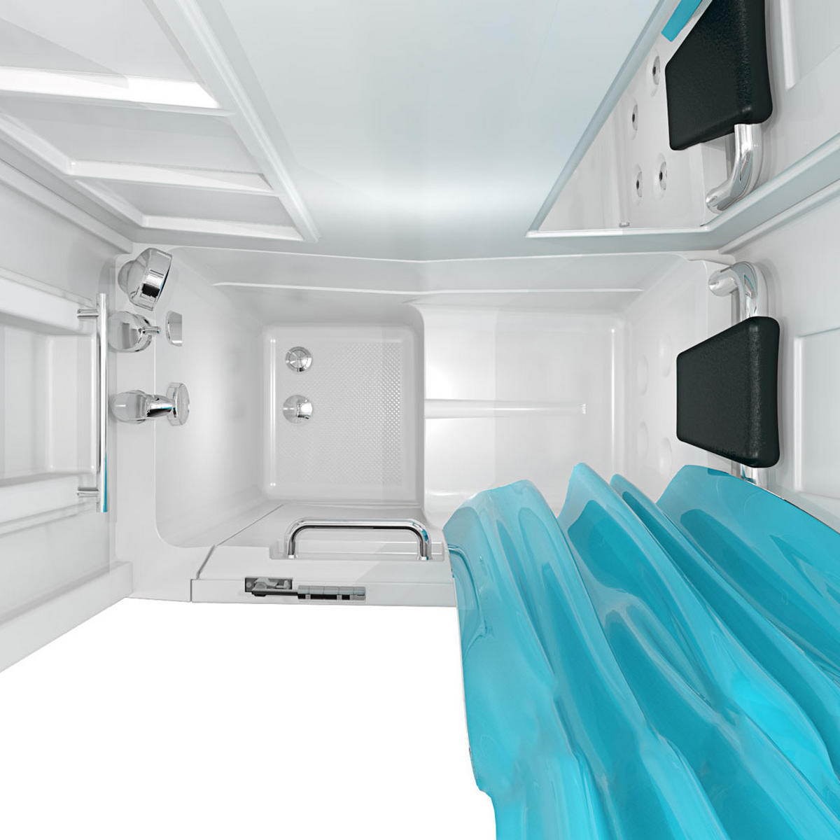 SENIOREN Dusche Sitzwanne mit Tür S08D-B-R - Weiß, Glas/Kunststoff (110/68/205cm) - AcquaVapore by Sandra Jentho