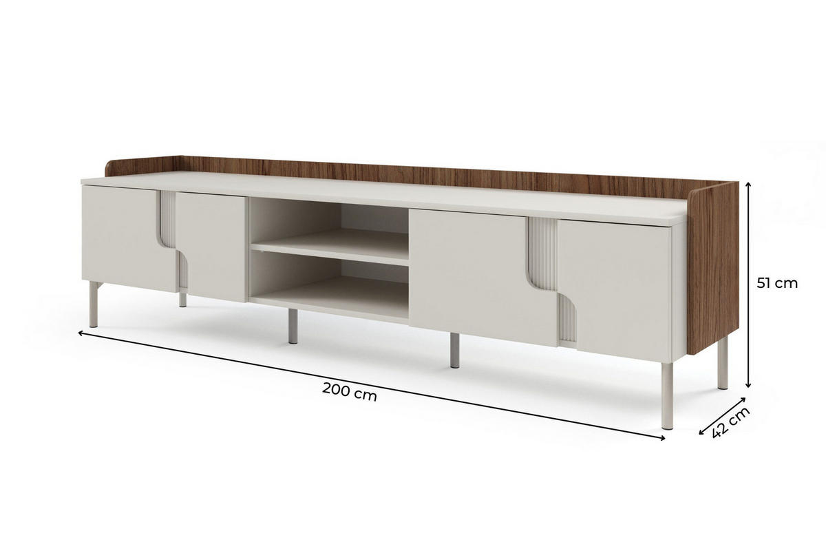 TV-LOWBOARD PAURO 09 200/51/42 cm in Walnuss Alba / Kaschmir - Kaschmir/Walnussfarben, Holzwerkstoff (200/51/42cm) - Deine Möbel 24