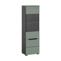 VITRINE CANU (B/H/T: ca. 36/125/33 cm) in Basalt grau/Smoke Green - Grau, Holzwerkstoff (36/125/33cm)
