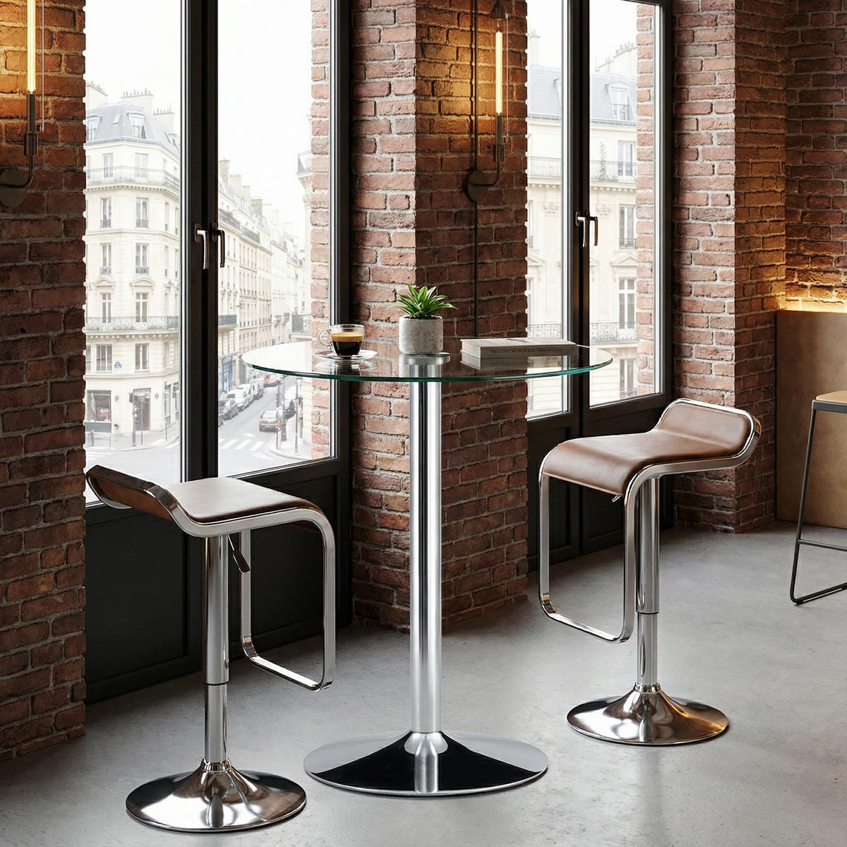 BARTISCH Ø 89 cm in Glas & Silber - Transparent, Glas (89/89/92cm) - Urban Meuble