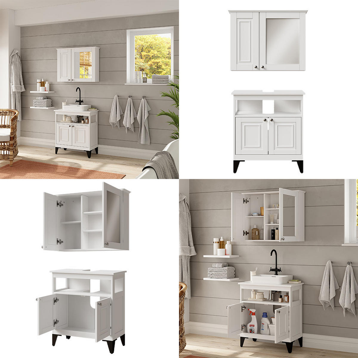 SET KUPAONSKOG NAMJEŠTAJA Vanity Bijela 2 dijela - bijela, drvni materijal (60/65/30cm) - Vicco