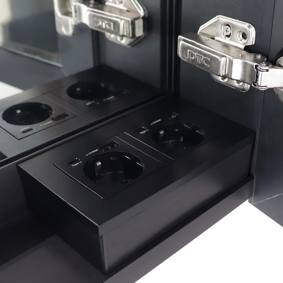 LED-SPIEGEL EVE - Farbe: Schwarz, Größe: 100 x 80 cm - Schwarz, Metall (100/80/13.3cm) - Home Deluxe