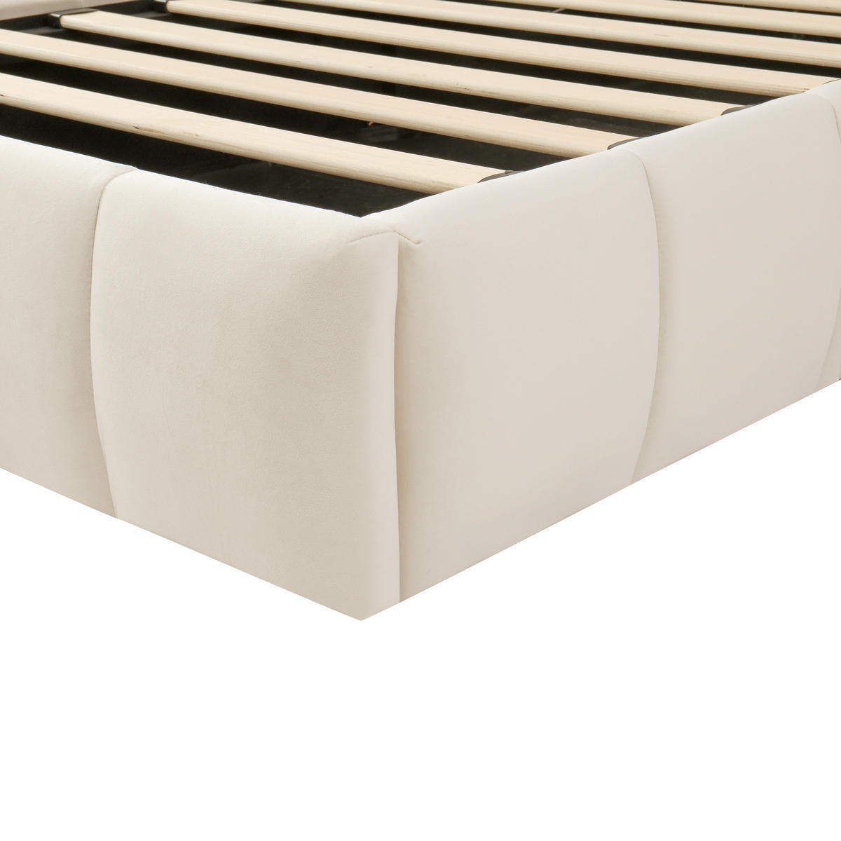 POLSTERBETT 90/200 cm in Beige Samt Kinderbett mit Bettkasten und Lattenrost - Beige, Holzwerkstoff/Textil (90/200cm) - STILVORA