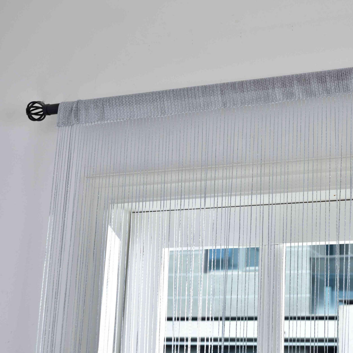 FADENGARDINE Shanghai HxB 230x100 cm Grau Lurex - Grau, Textil (100/230cm) - Gardinenbox