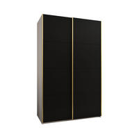 SCHWEBETÜRENSCHRANK 245,5/160/64 2-türig - Goldfarben/Schwarz, Holz/Metall (160/245/64cm) - Abiks Möbel