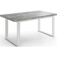 ESSTISCH Sana rechteckig ausziehbar, Grauer Beton 160/240/90/75 cm - Hellgrau/Weiß, Holzwerkstoff/Metall (90/240/75cm) - WFL GROUP