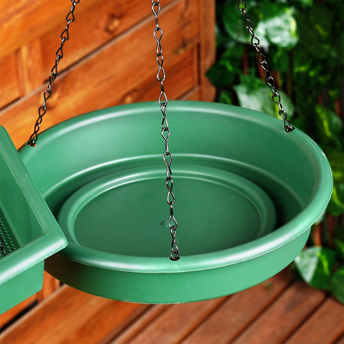 VOGELFUTTER-SET Hängestation & Tränke 2-teilig Dunkelgrün - Dunkelgrün, Kunststoff (32/28/28cm) - ProGarden