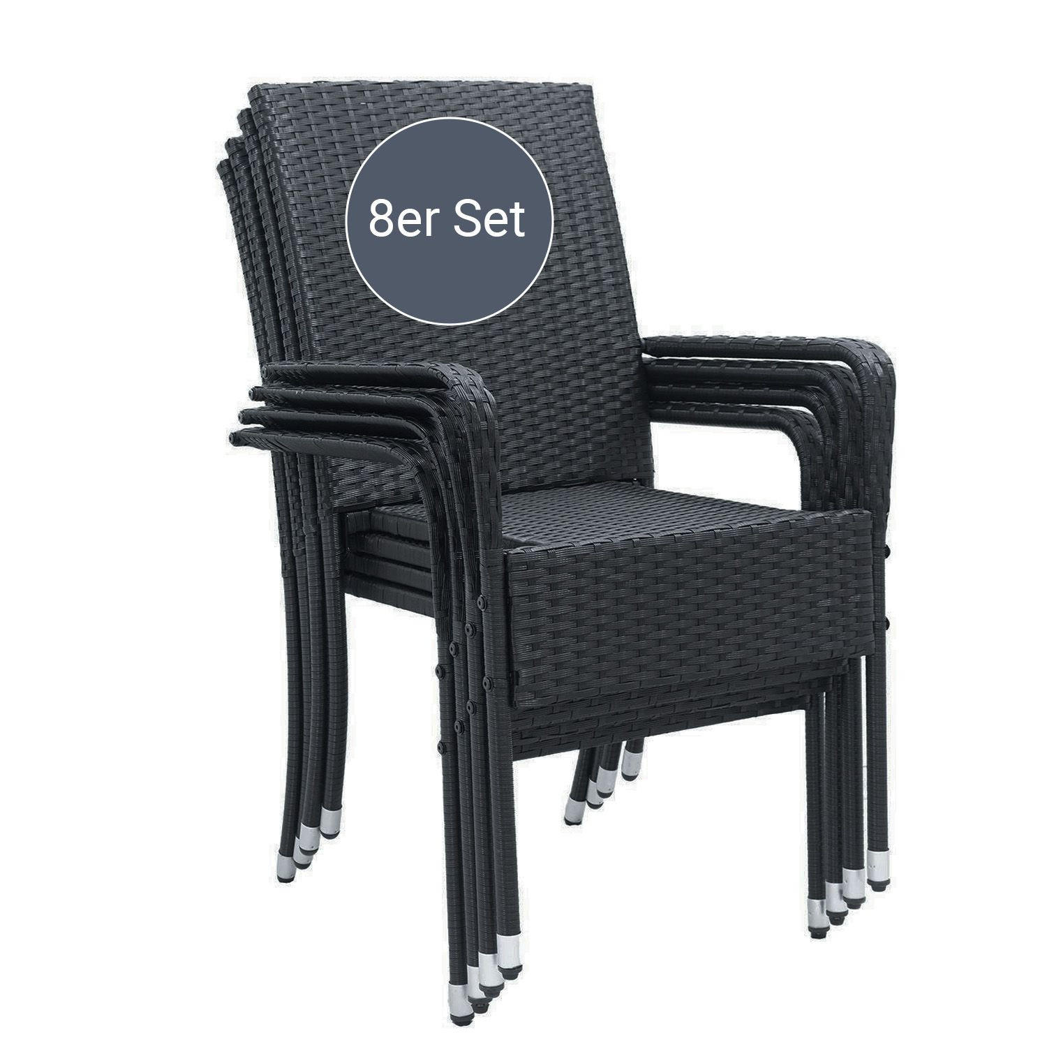 GARTENSTÜHLE Yoro 8er-Set - Schwarz, Kunststoff (50/90/50cm) - Juskys