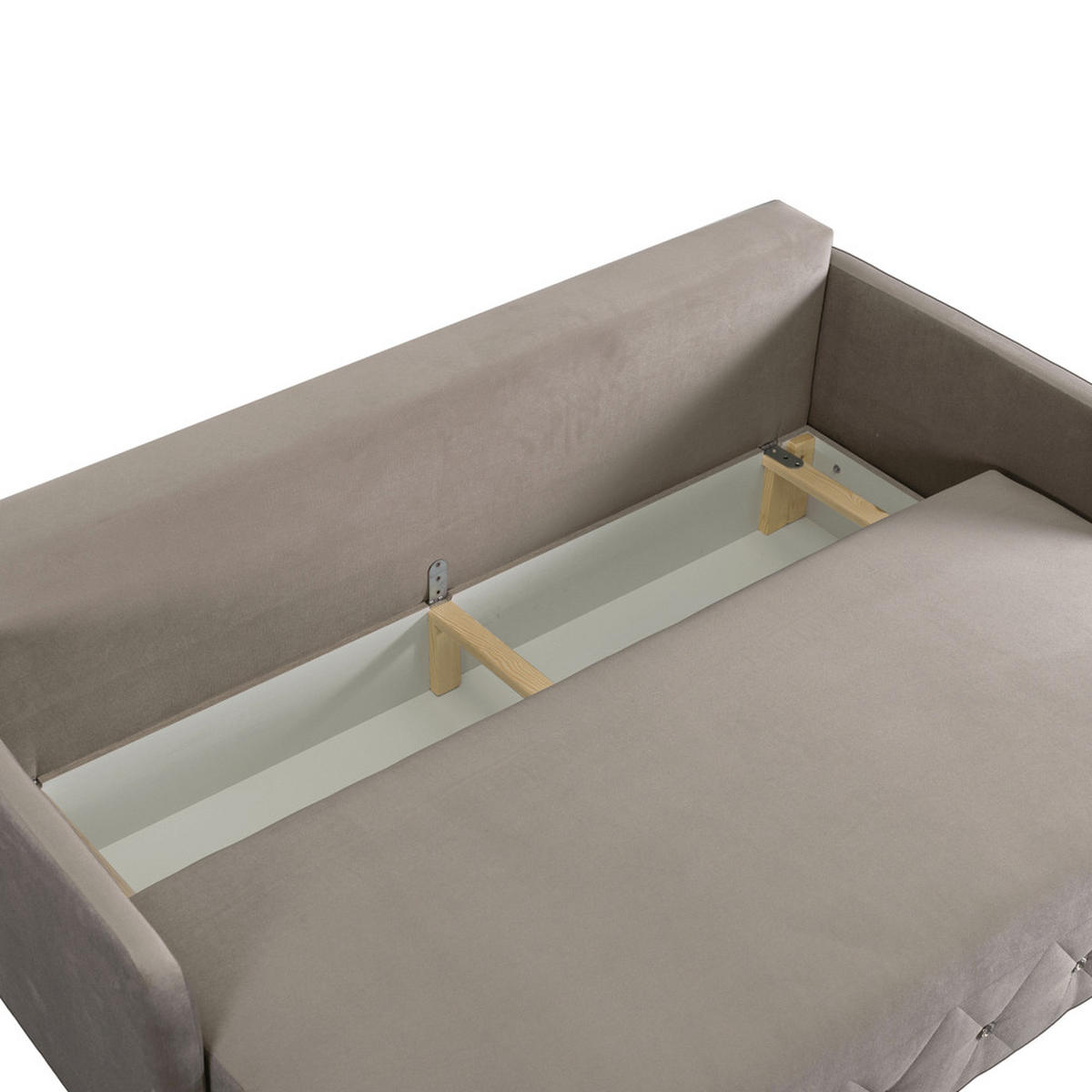SOFA VIVO Ausklappbar Schlaffunktion Zweisitzer Beige - Beige, Holz/Textil (204/91/96cm) - makarowski meble