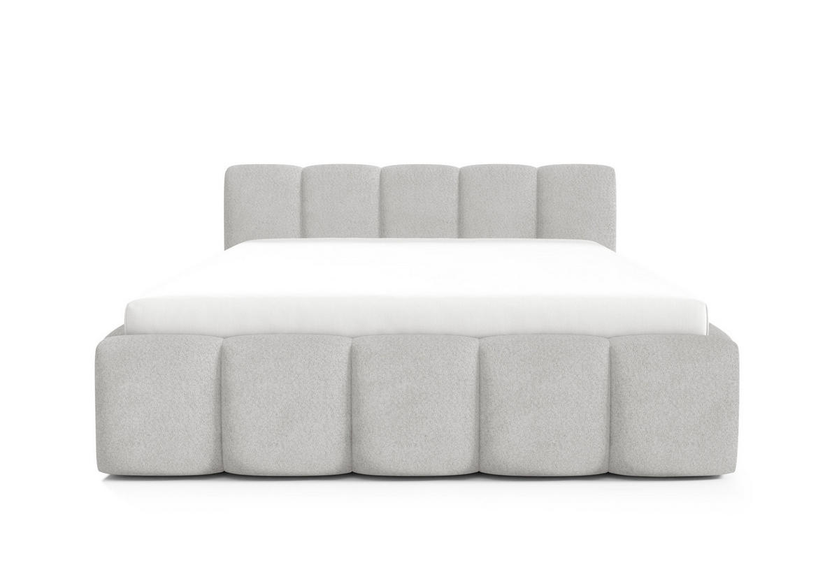 POLSTERBETT QUATTRO, 180x200 cm, Doppelbett mit Bettkasten, Boucle Stoff, Frabe: Hellgrau - Hellgrau, Holz/Textil (180/200cm)