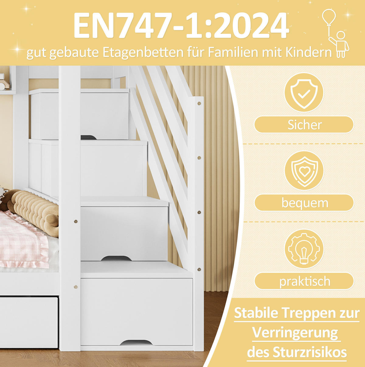 ETAGENBETT 90x200 cm in Weiß mit Stauraum, Kleiderschrank und Schubladen - Weiß, Holz (90/200cm) - OKMYHOME