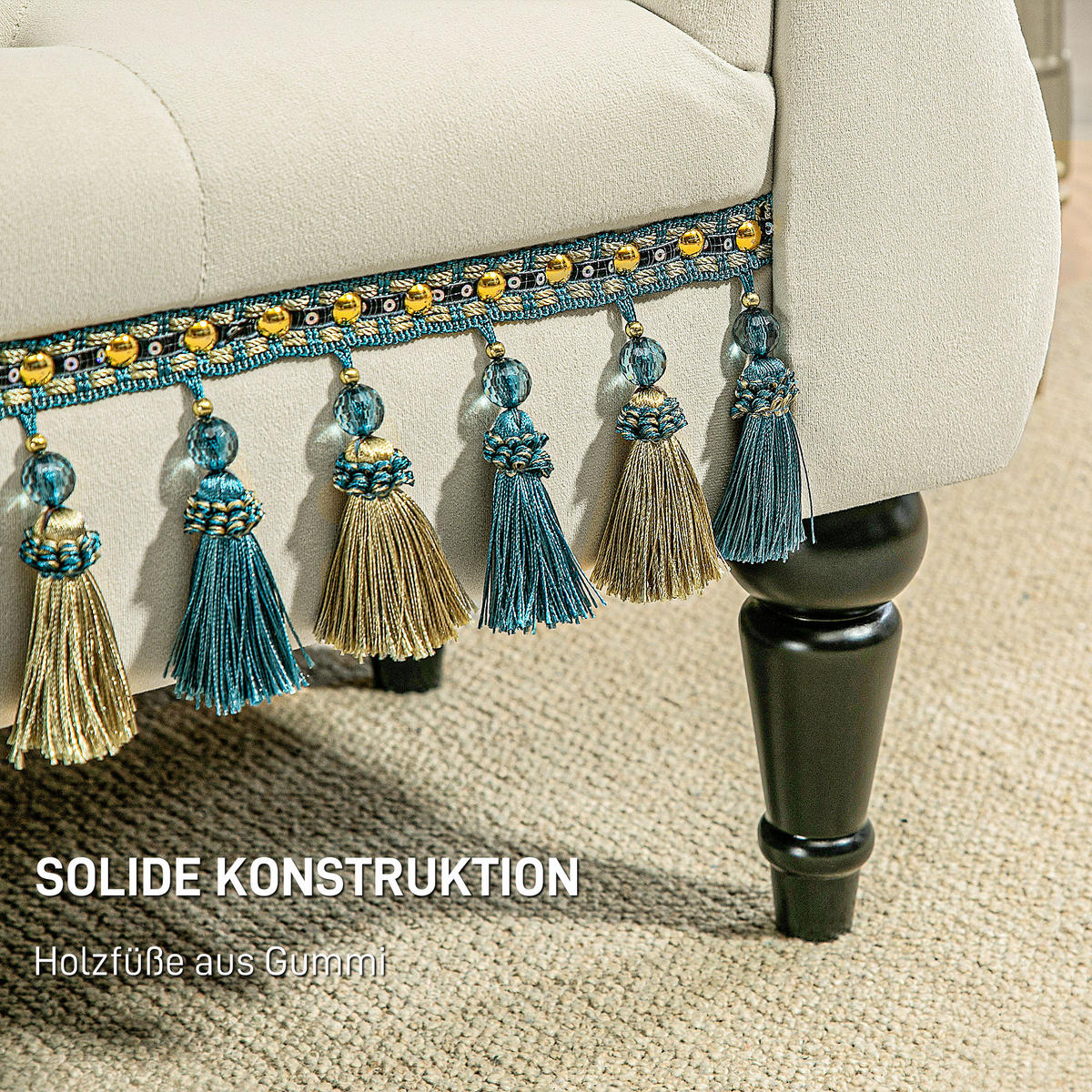 LUXUS Polsterbank, Schaumstoff, Beige, 117 x 40 x 58 cm - Beige, Kunststoff (40/58/117cm) - HOMCOM