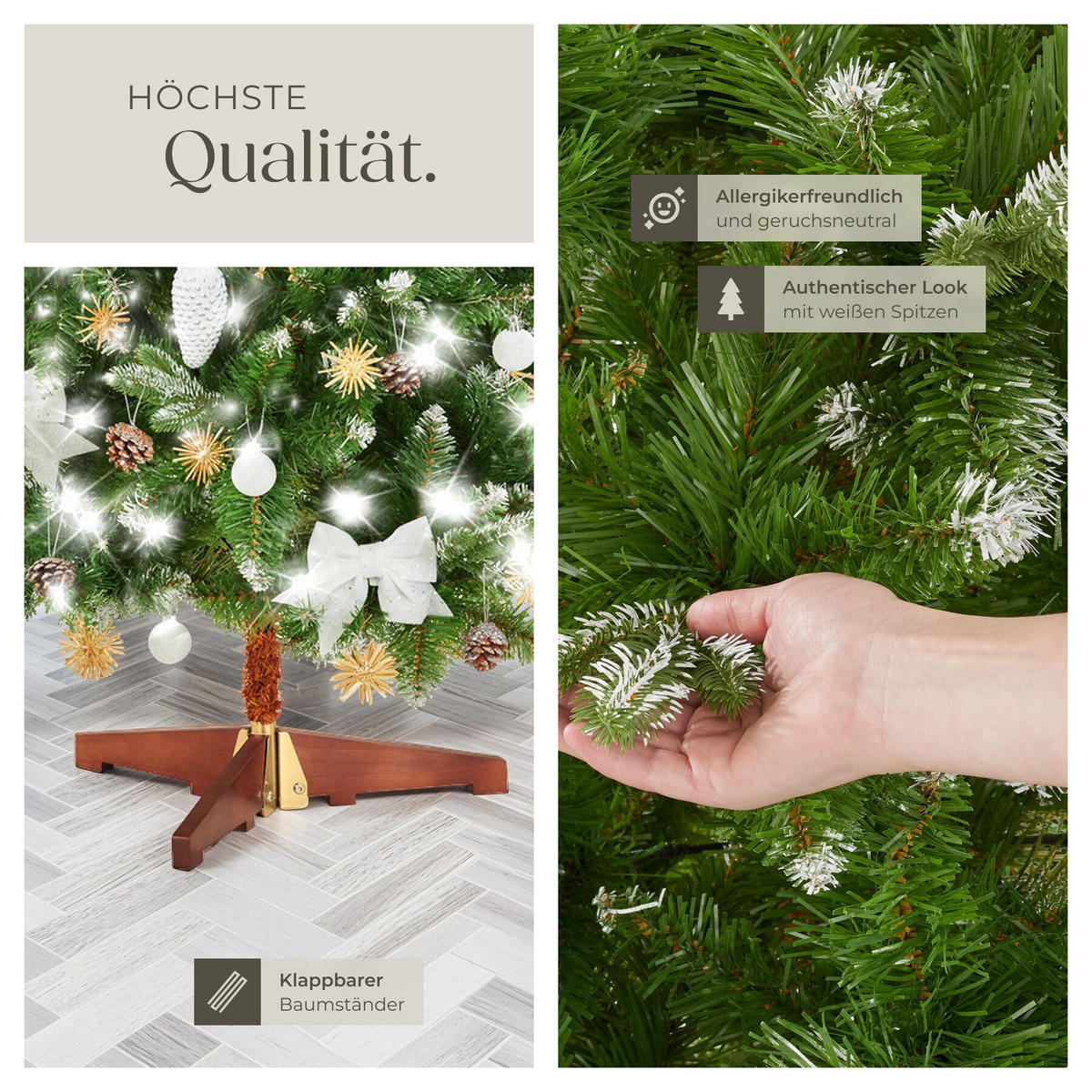 WEIHNACHTSBAUM Blitzen , klappbarer Baumständer aus Holz, 110 x 180 cm, grün - Grün, Kunststoff (180cm) - tectake