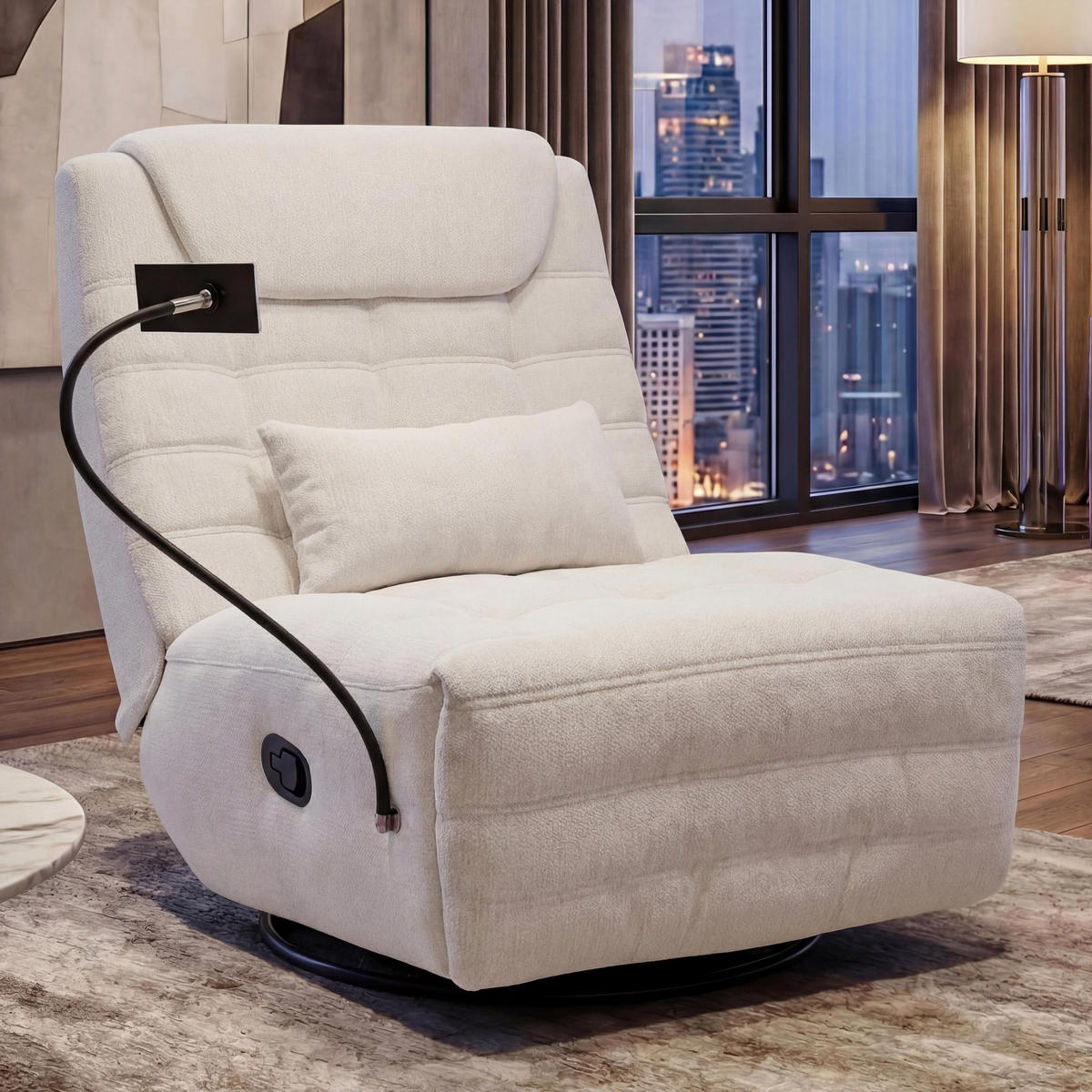 RELAXSESSEL Cremeweiß - Creme, Textil (82/96/163cm) - MCW