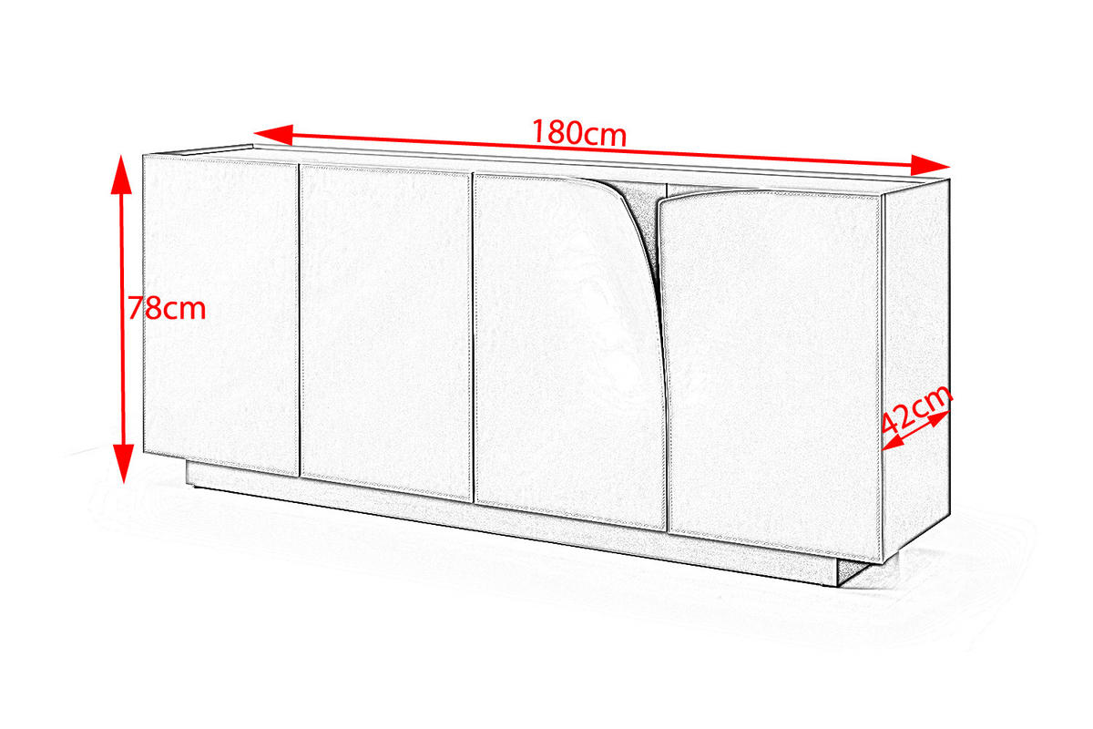 SIDEBOARD EMMA Grau Holz - Silberfarben/Weiß, Holzwerkstoff/Metall (180/78/42cm) - KAWOLA