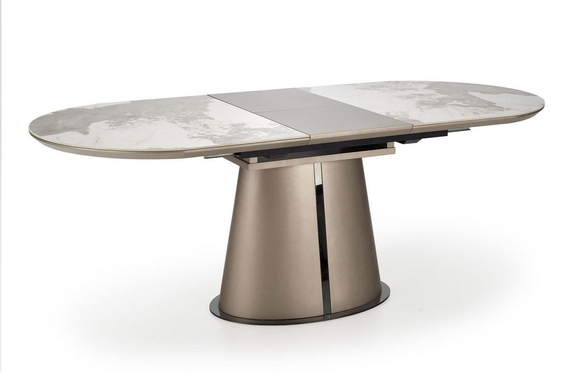 ESSTISCH Robinson beige Marmor | Cappuccino 160-220 / 90 / 75cm - Beige/Braun, Holz/Keramik (90/200/76cm) - Feldmann-Wohnen