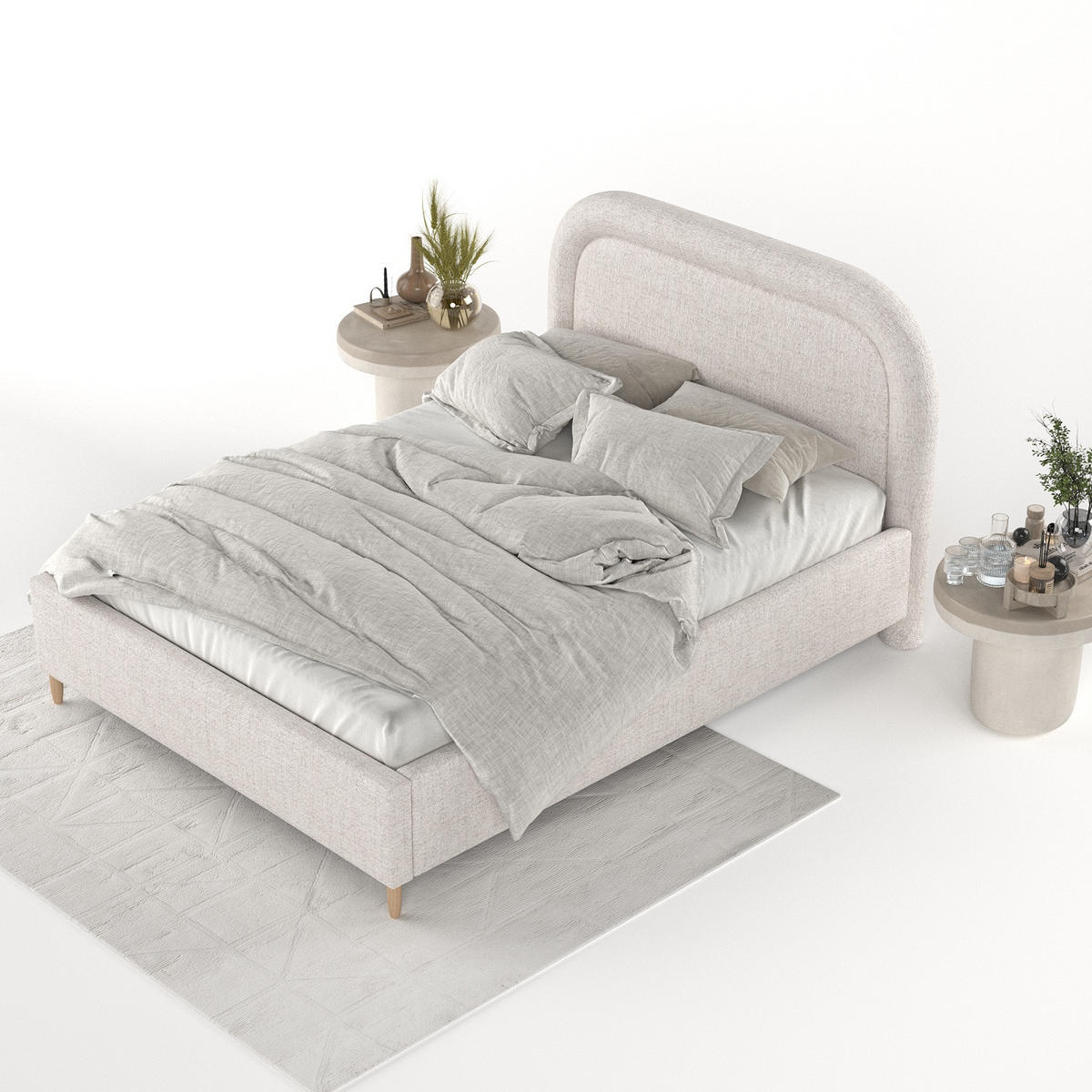 POLSTERBETT Zoya 180/200 cm Hellbeige im Neve Stoff - Sandfarben/Naturfarben, Holz/Holzwerkstoff (180/200cm) - AltaBeds