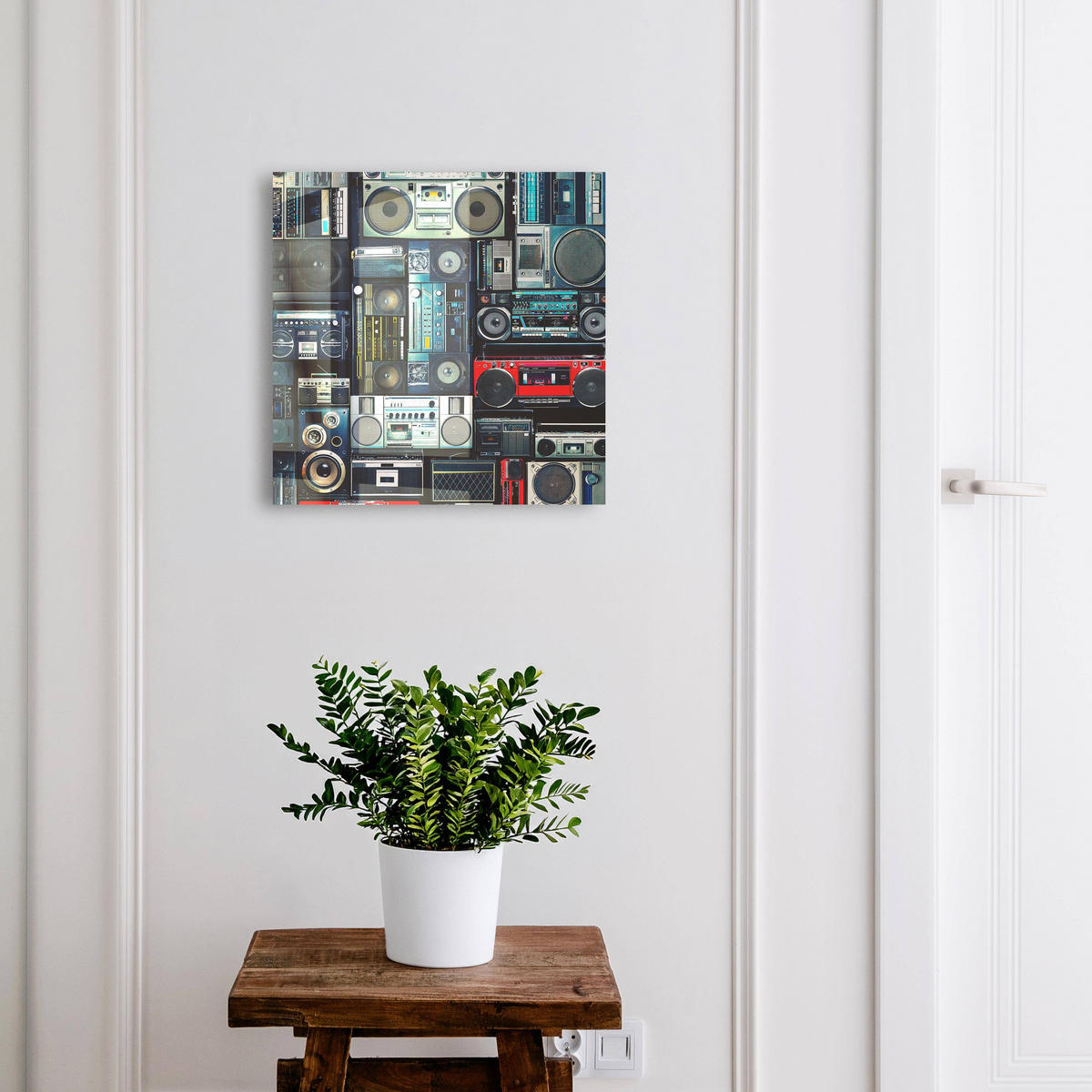 SCHLÜSSELBOX Weiß 30x30 cm – Türöffnung nach rechts - Musikalische Leidenschaft - Blau, Metall (30/30/5cm) - TULUP
