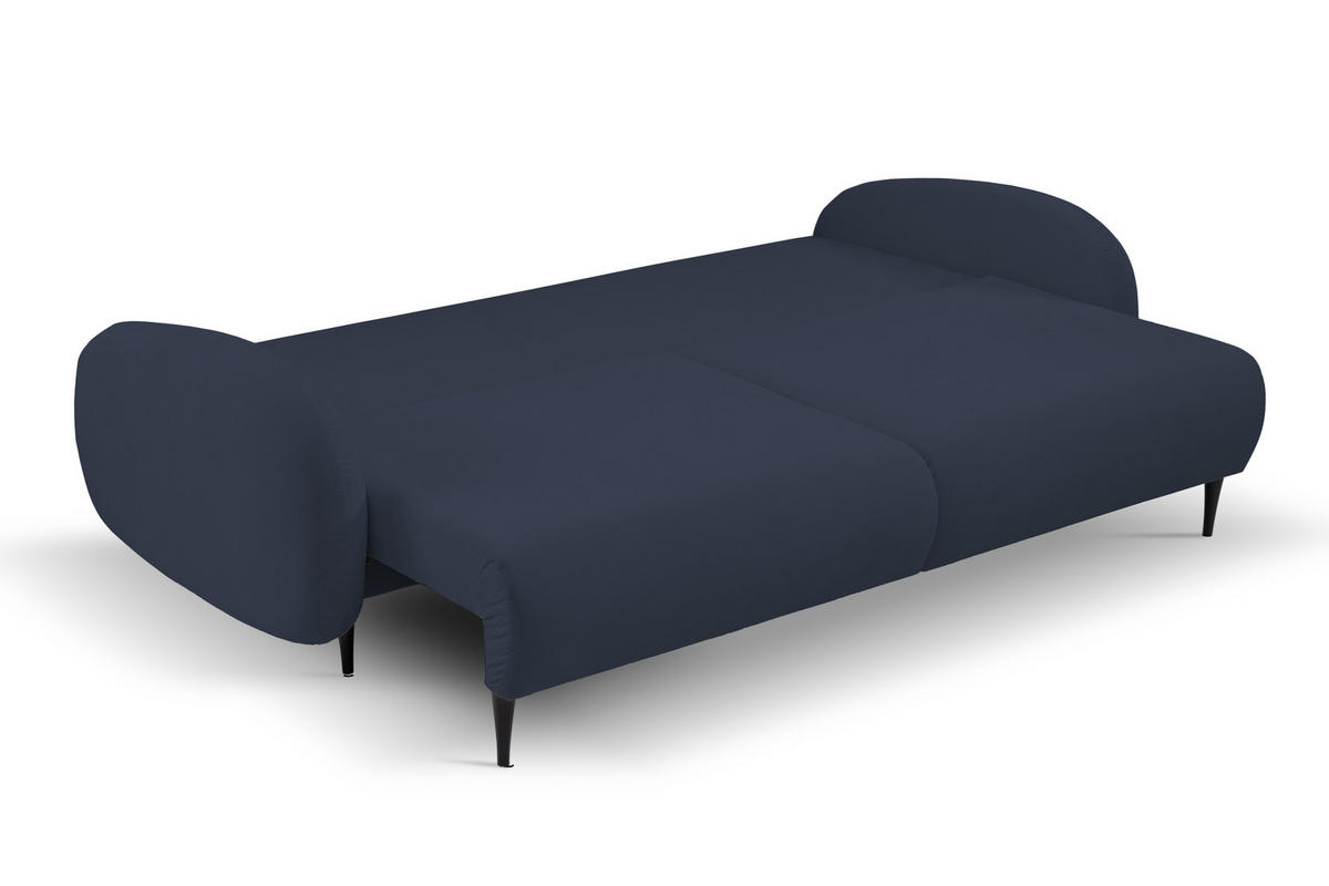 SOFA SOFT RunAgin Mit Schlaffunktion Und Bettkasten, PUR-Schaum, Schwarze Kunststofffüße, lose Rückenkissen, freistehend, 232x109x95 cm Blue - Blau, Holz/Textil (232/95/109cm) - DomoHome
