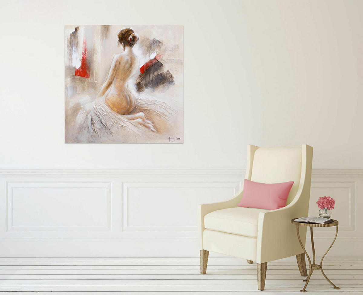ACRYLBILD HANDGEMALT 80/80 cm - Beige, Holz/Textil (80/80cm) - KUNSTLOFT