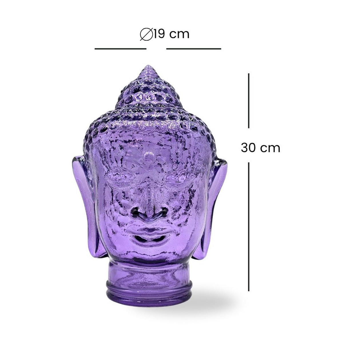 DEKO GLASKOPF THAI BUDDHA Glas, 30 cm Höhe T05 violett - Violett, Glas (19/30/19cm) - DESIGN DELIGHTS