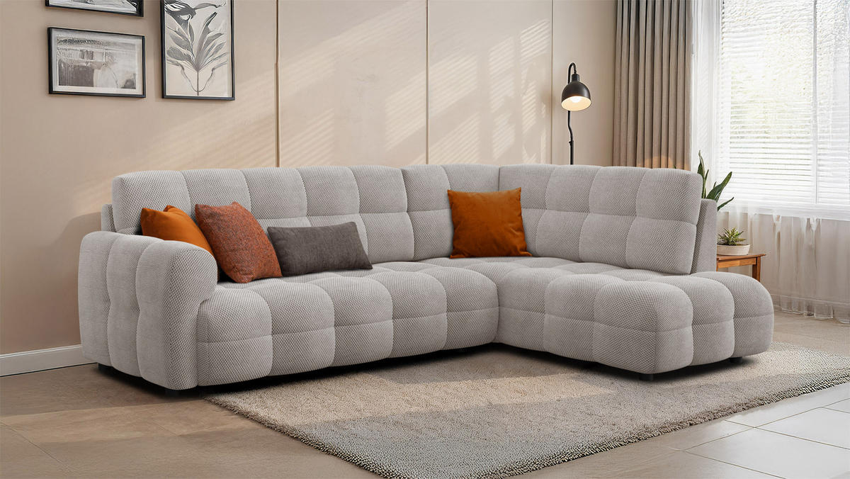 ECKSOFA MELLOW 5-Sitzer, beige - Beige/Schwarz, Holz/Textil (283/191cm) - Courtois Laville