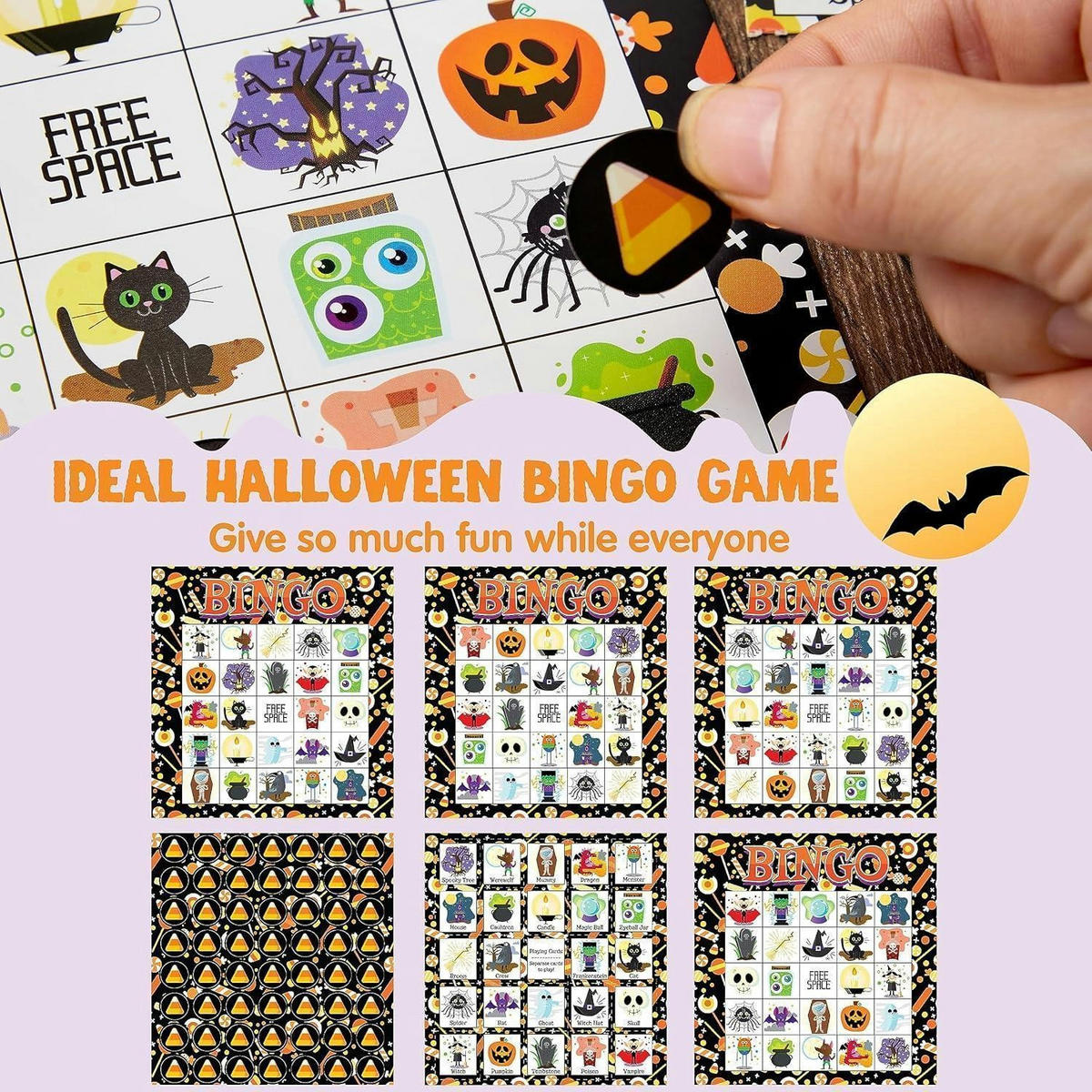 BINGO-SPIELSET Halloween 28 Spieler - Multicolor, Karton (16.6/17.6cm)