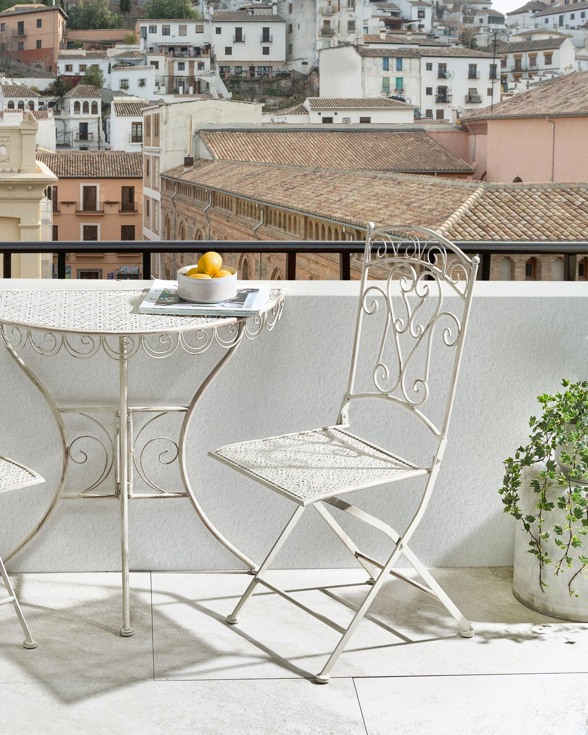 GARTENSTUHL 2er-Set Hellbeige Juina - Beige, Metall (45/95/45cm) - Beliani