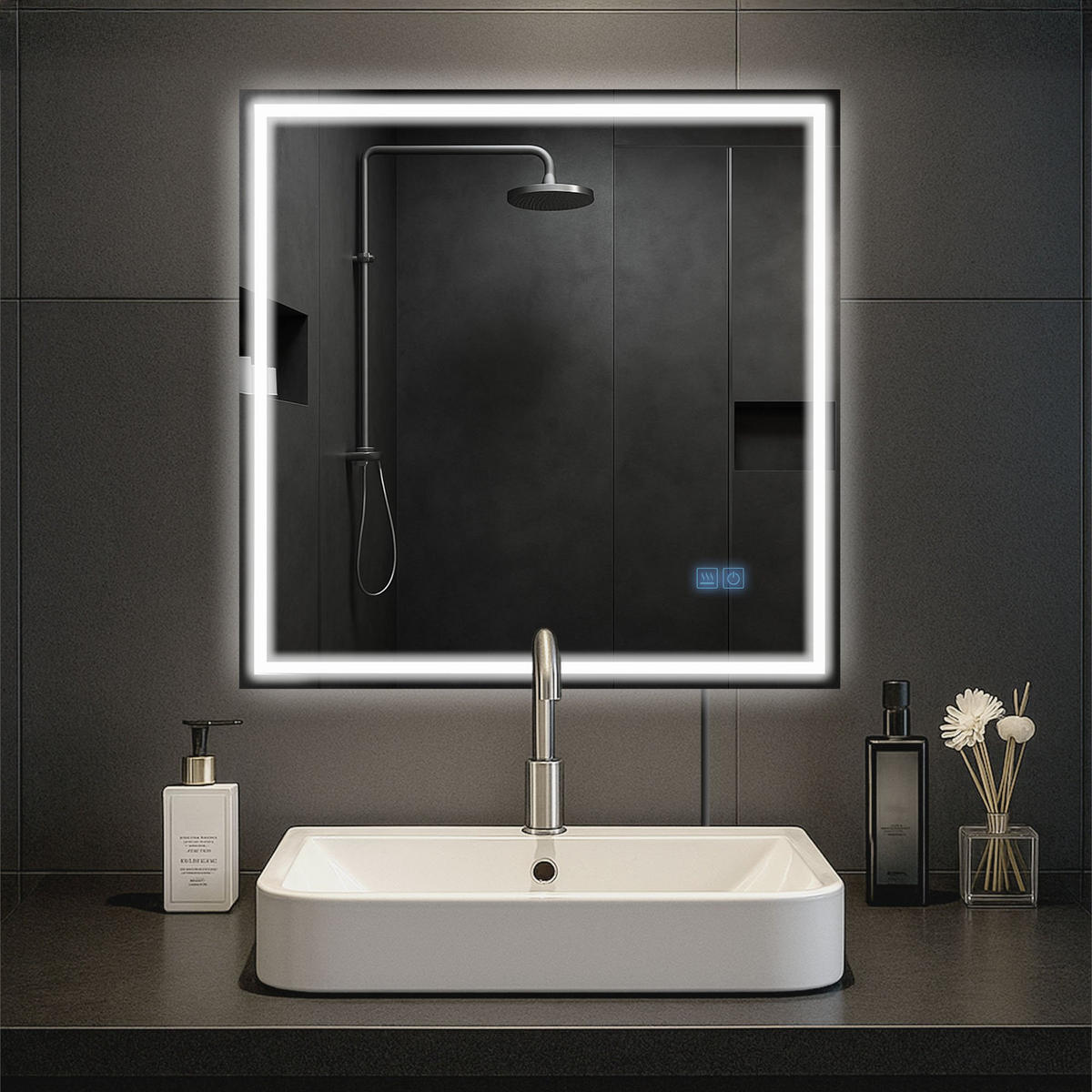 WANDSPIEGEL eckig 80/4/80 cm Glas Klarglas - Klar, Glas (80/80/4cm) - CLP