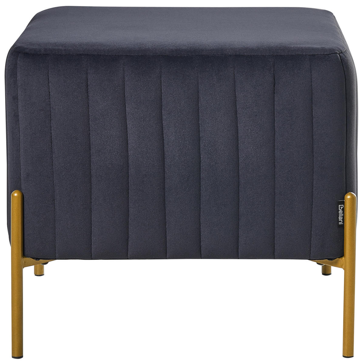 HOCKER Samtstoff Schwarz Utah - Schwarz, Textil (47/43/47cm) - Beliani