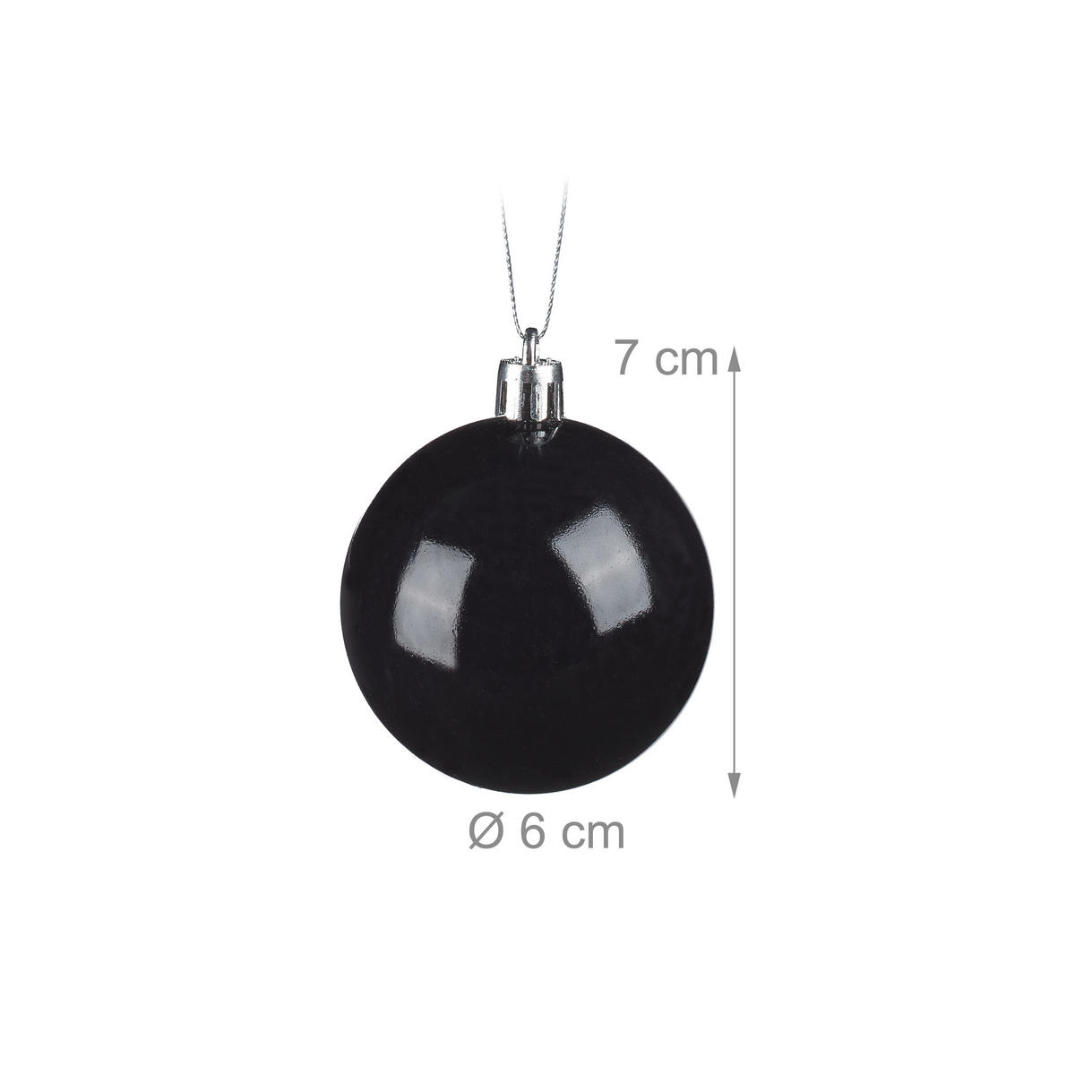 100XWEIHNACHTSKUGELN - Schwarz, Kunststoff (6/7/6cm) - Relaxdays