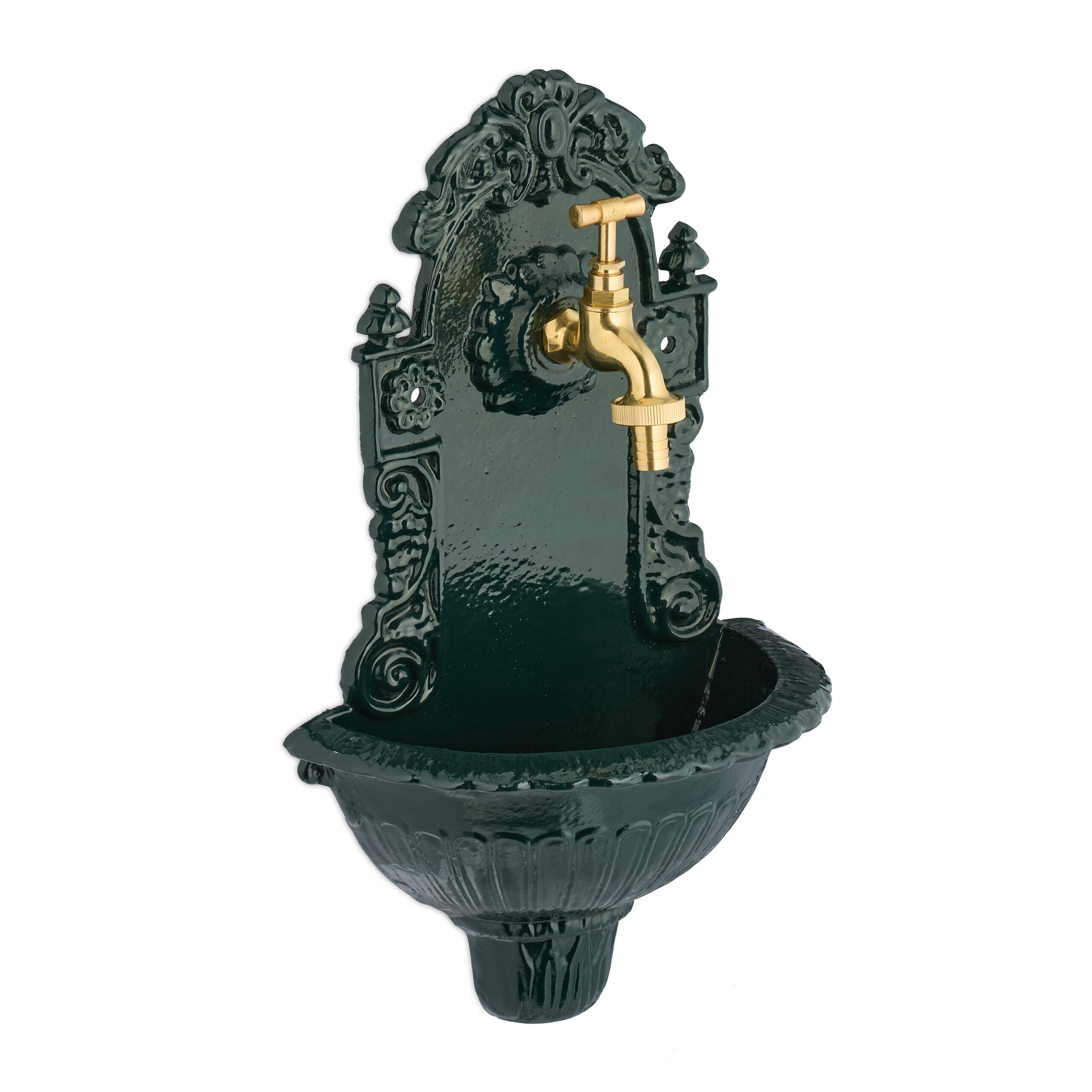 WANDBRUNNEN - Dunkelgrün, Metall (15/24.5/40cm) - Relaxdays