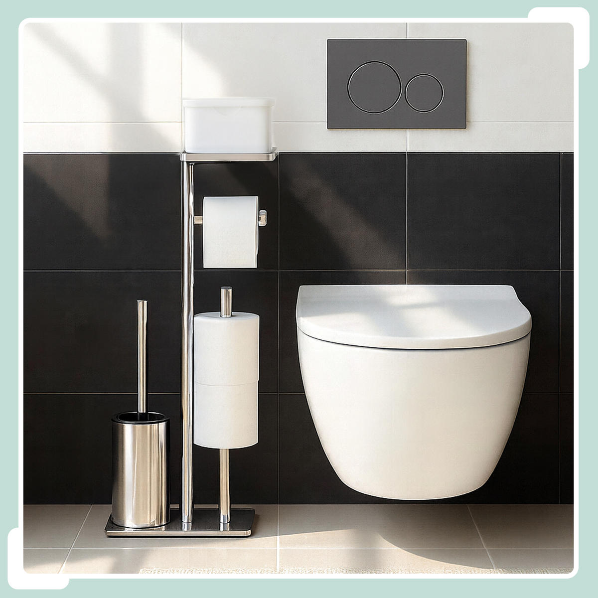 WC-GARNITUR - Silberfarben, Kunststoff/Metall (22/75/20cm) - Relaxdays