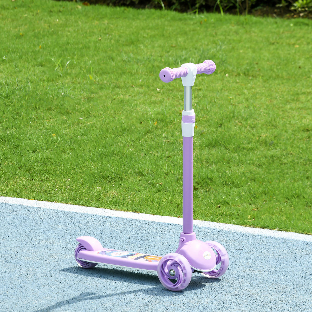 ROLLER Kinder Scooter mit LED Rädern 120 mm Rollen Aluminium-Roller klappbar - Violett, Kunststoff (52/29/76cm) - AIYAPLAY