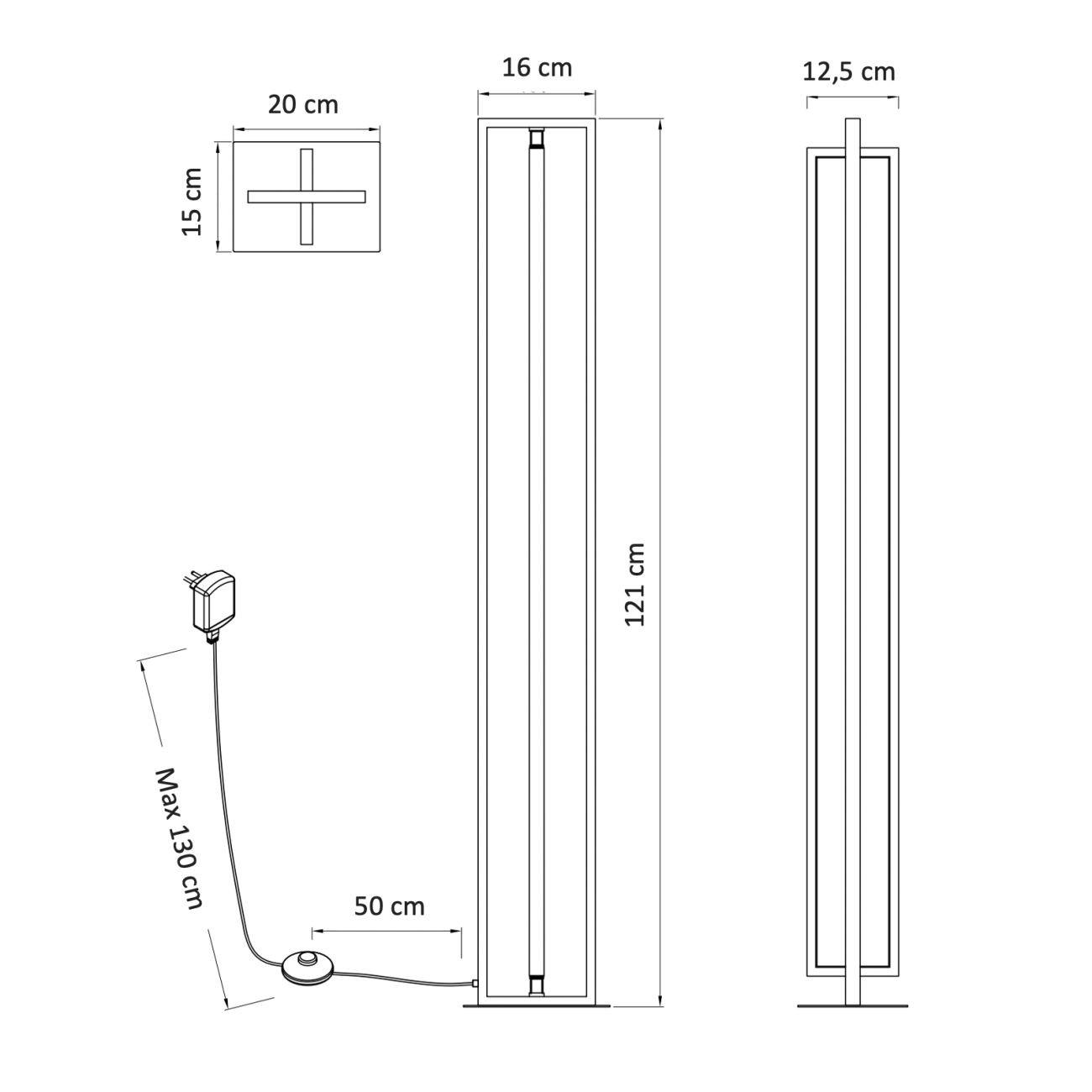 STEHLEUCHTE Otso, Schwarz, 121cm - Schwarz, Metall (12/16/121cm) - KOSILUM